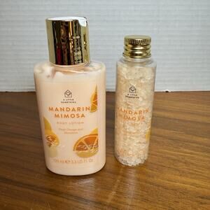 BOOTS A Little Something Mandarin Mimosa Lotion & Bath Salts New Set